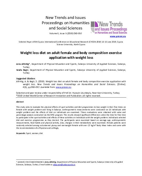 (PDF) Weight loss diet on adult female and body composition exercise ...