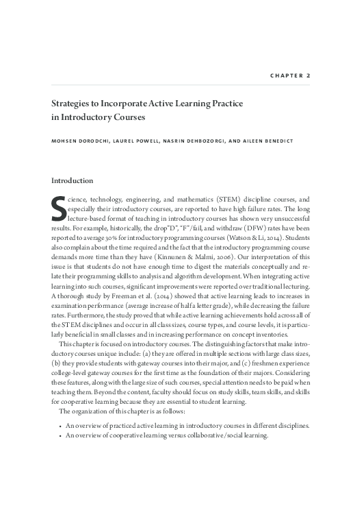 (PDF) Strategies to Incorporate Active Learning Practice in ...