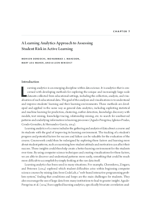 (PDF) A Learning Analytics Approach to Assessing Student Risk in Active ...