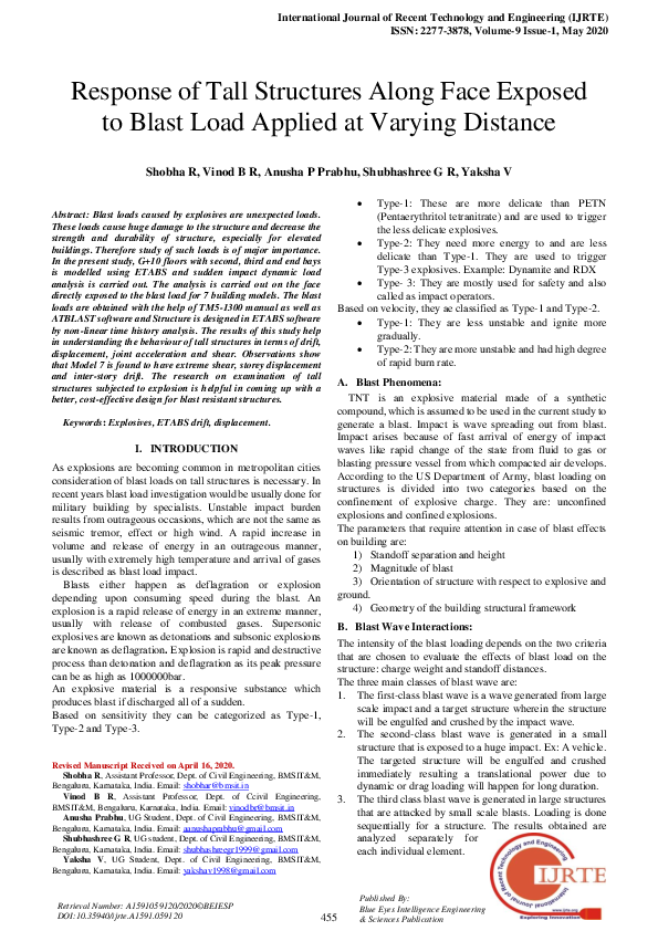 (PDF) Response of Tall Structures Along Face Exposed to Blast Load ...