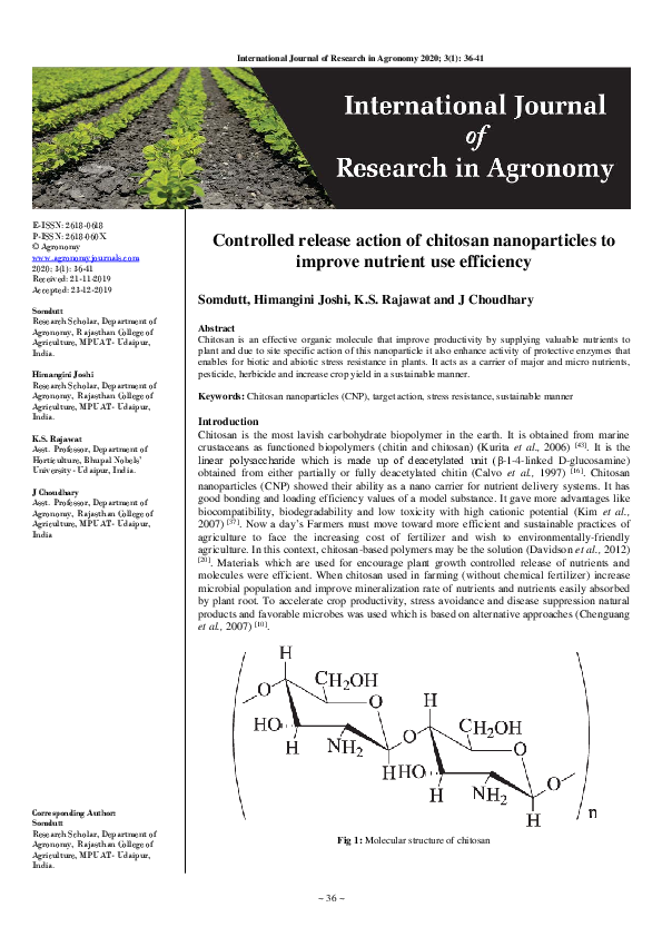 (PDF) Controlled release action of chitosan nanoparticles to improve ...