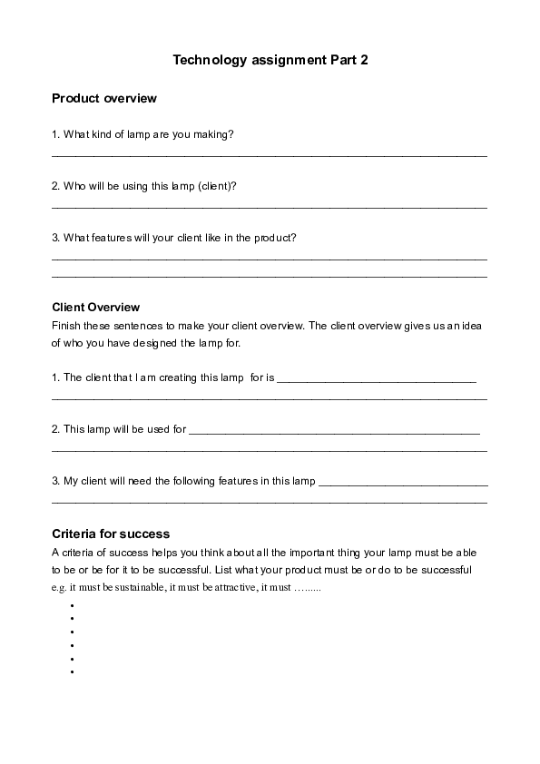 (PDF) Technology assignment Part 2 Product overview