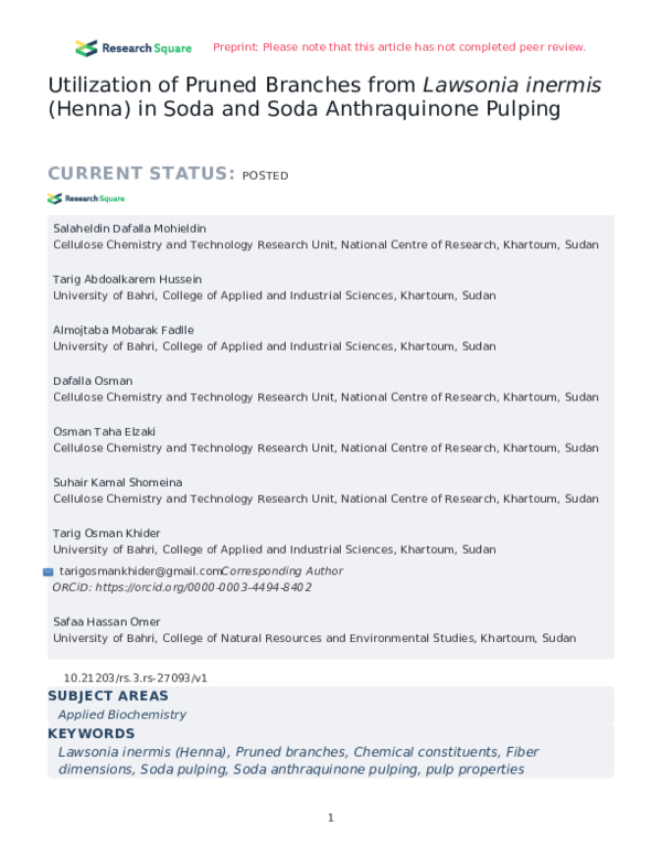 (PDF) Utilization of Pruned Branches from Lawsonia inermis (Henna) in ...