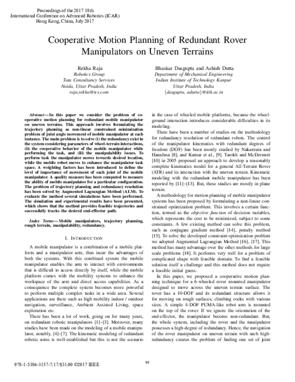 (PDF) Cooperative Motion Planning of Redundant Rover Manipulators on ...