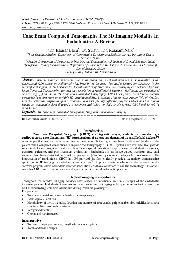 (PDF) Cone Beam Computed Tomography The 3D Imaging Modality In ...