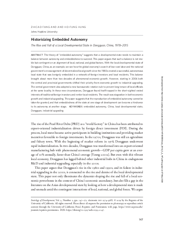 (PDF) Historicizing Embedded Autonomy The Rise and Fall of a Local ...