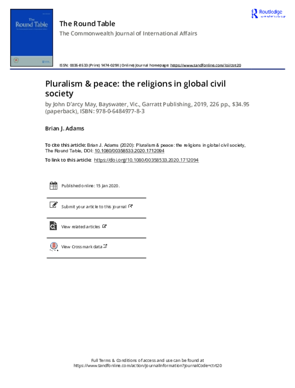 (PDF) Pluralism & peace: the religions in global civil society