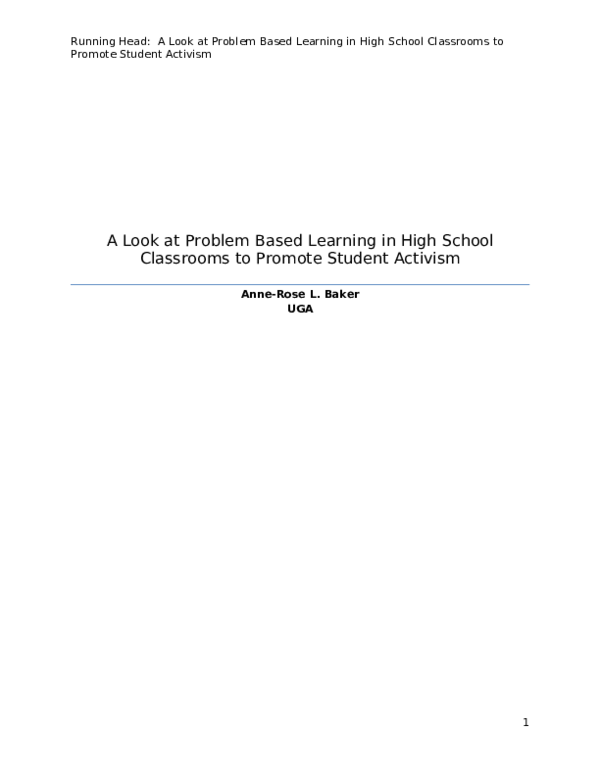 (DOC) A Look at Problem Based Learning in High School Classrooms to ...