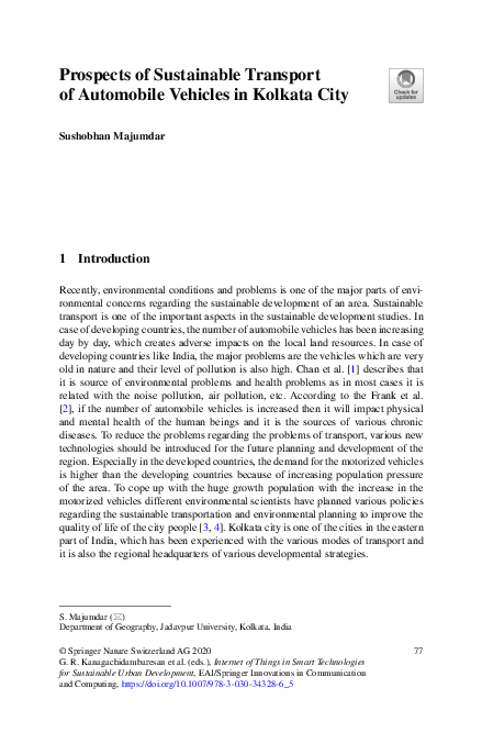(PDF) Prospects of Sustainable Transport of Automobile Vehicles in ...