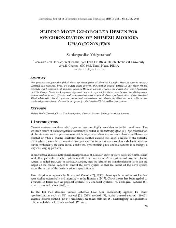 Control And Synchronization Of Chaotic Hyperchaotic Systems Research Papers Academia Edu