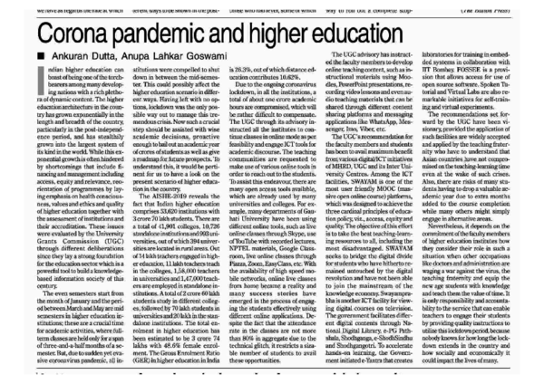 (PDF) COVID 19 and Higher Education in India