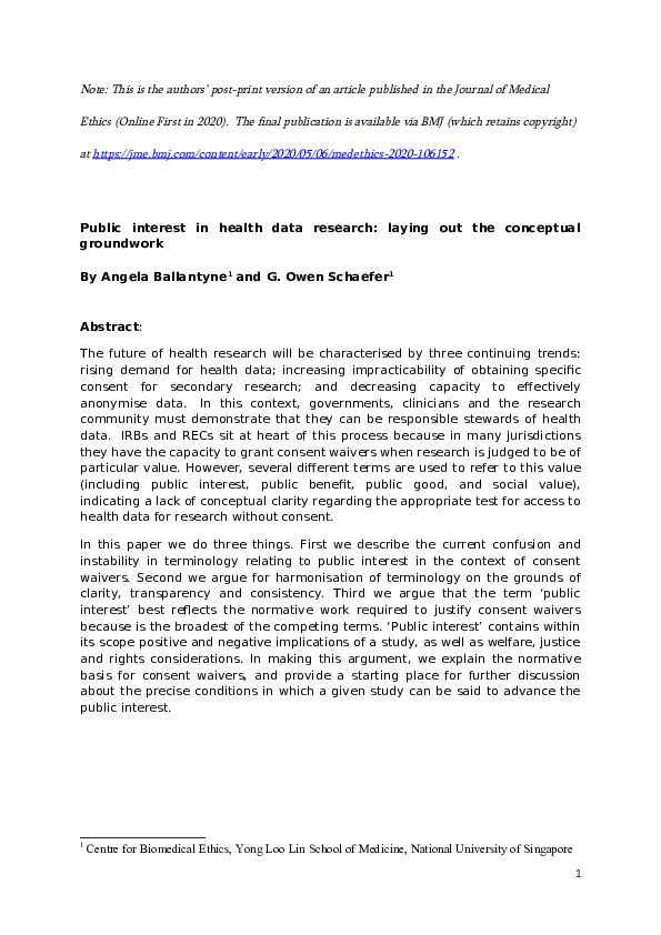 (DOC) Public interest in health data research: laying out the ...