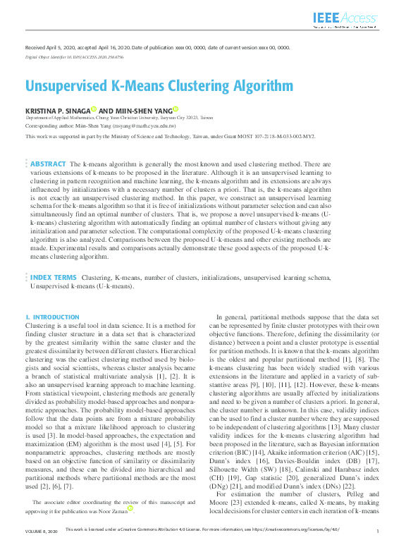 (PDF) Unsupervised K-Means Clustering Algorithm