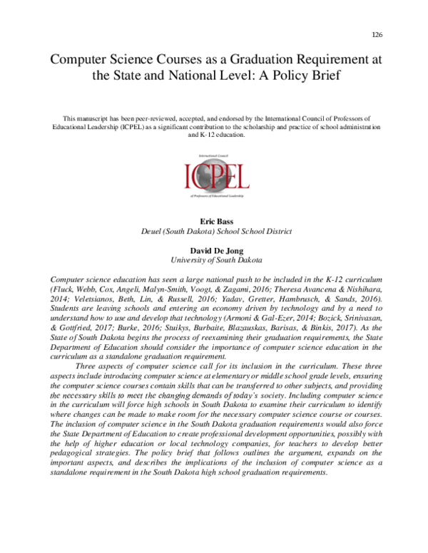 (PDF) Computer Science Courses as a Graduation Requirement at the State ...