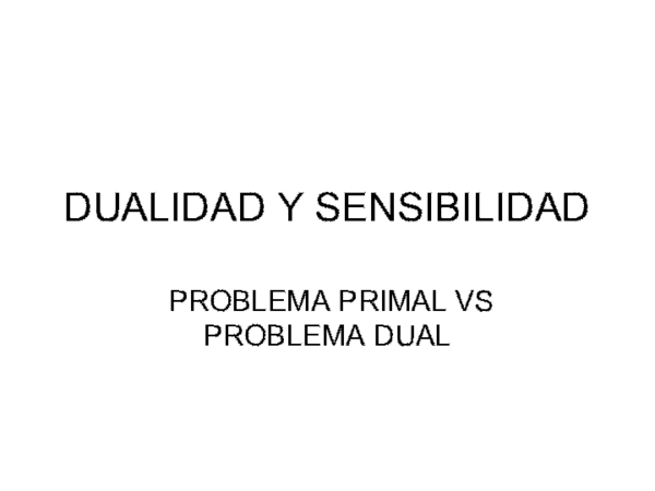 DUALIDAD Y SENSIBILIDAD