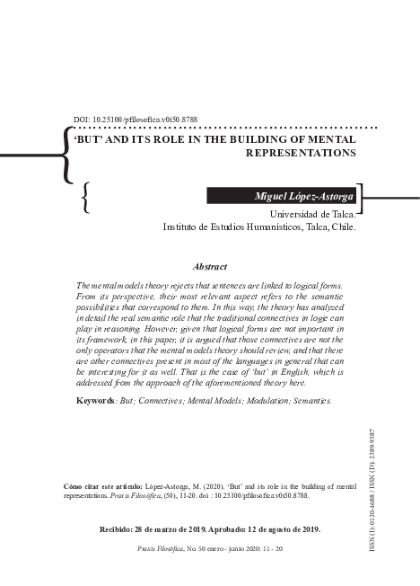 (PDF) ‘But’ and its role in the building of mental representations