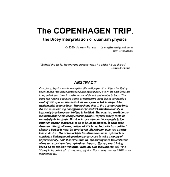 (PDF) The Copenhagen Trip: the Dicey Interpretation of quantum physics