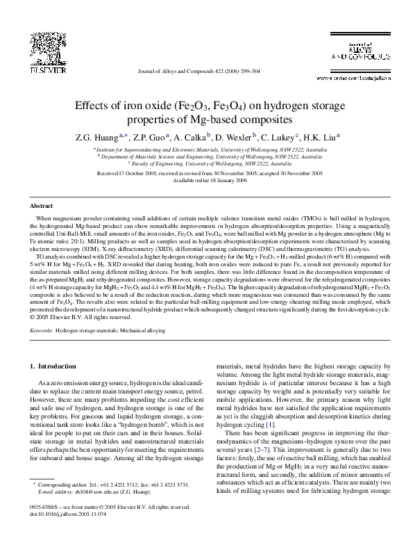 (PDF) Effects of iron oxide (Fe2O3, Fe3O4) on hydrogen storage ...