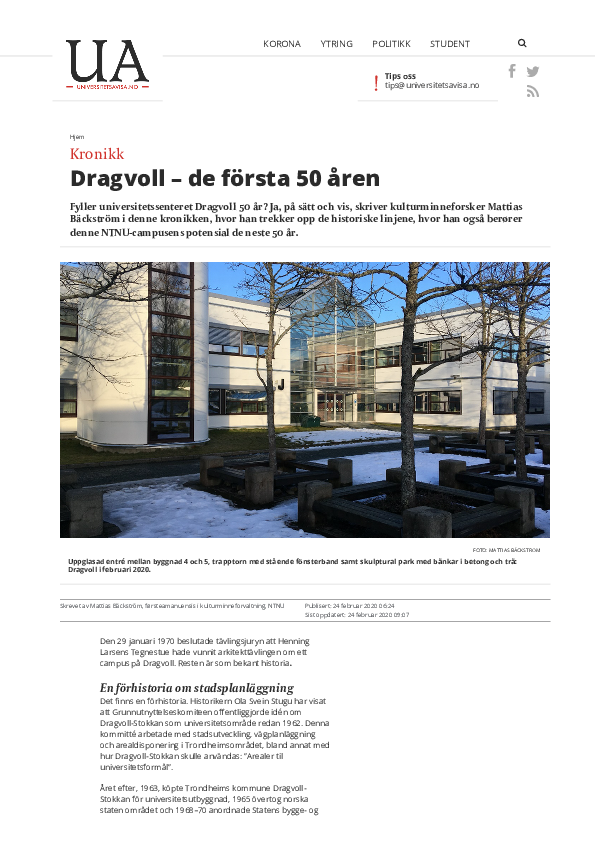 (PDF) Dragvoll – de första 50 åren (The Dragvoll University Campus ...