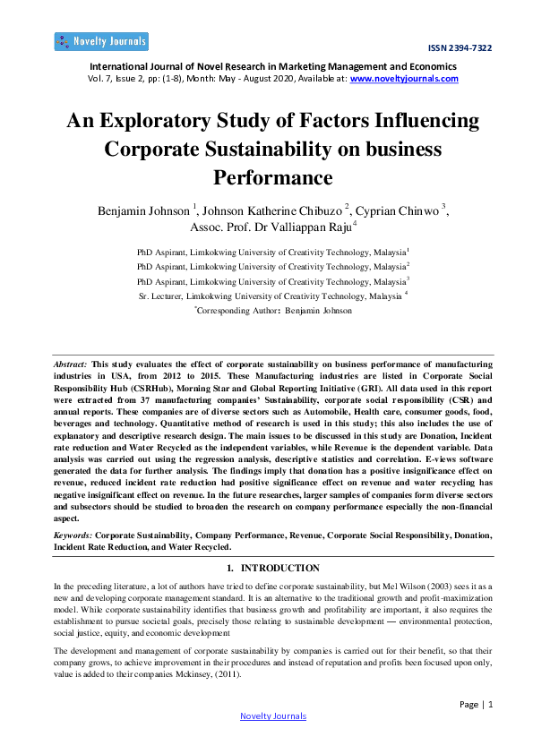 (PDF) An Exploratory Study of Factors Influencing Corporate ...