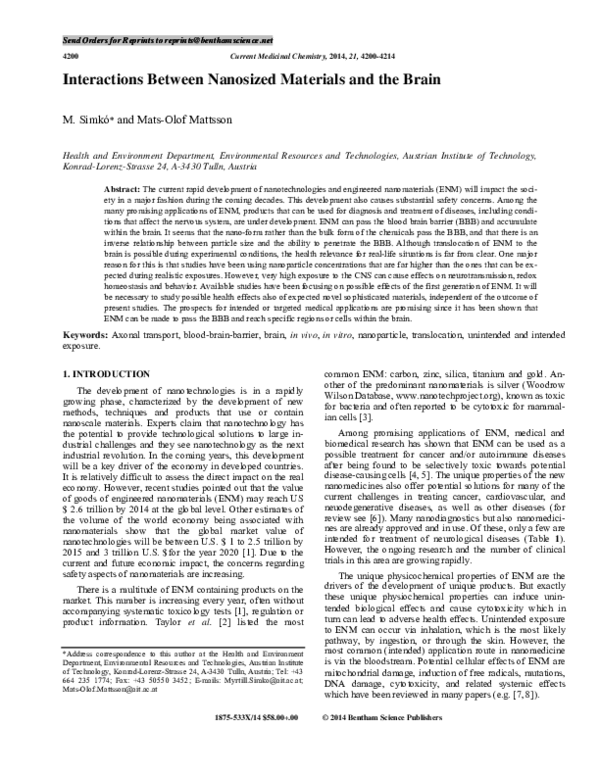 (PDF) Engineered nanomaterials and the Nervous System MatsOlof