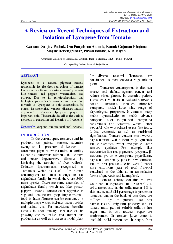 (PDF) A Review on Recent Techniques of Extraction and Isolation of ...