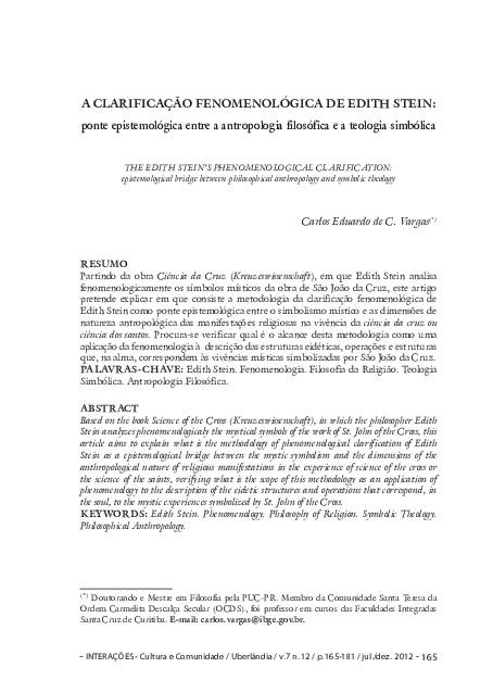 (PDF) A CLARIFICAÇÃO FENOMENOLÓGICA DE EDITH STEIN: ponte ...