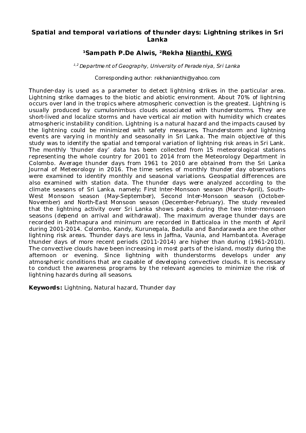 (DOC) Spatial and temporal variations of thunder days: Lightning ...