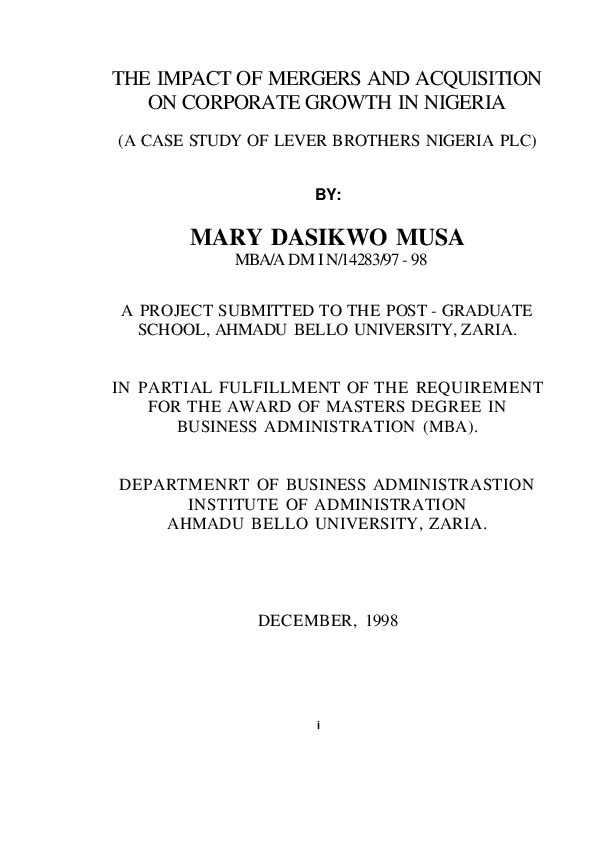 (PDF) THE IMPACT OF MERGERS AND ACQUISITION ON CORPORATE GROWTH IN ...