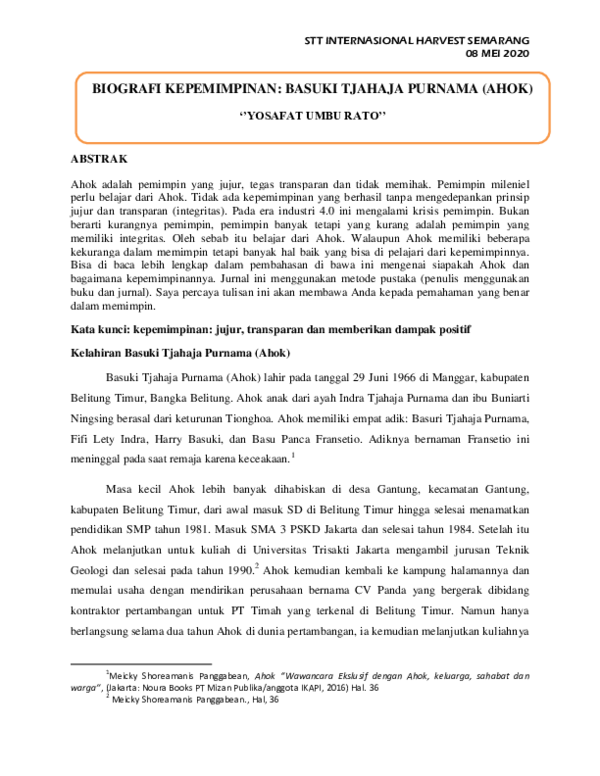 (PDF) BIOGRAFI KEPEMIMPINAN BASUKI TJAHAJA PURNAMA (AHOK