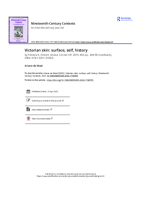 (PDF) Review of Pamela K. Gilbert. Victorian Skin: Surface, Self, History. Ithaca: Cornell UP, 2019.