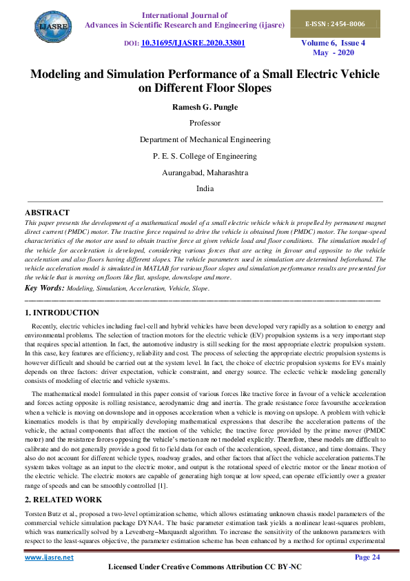(PDF) Modeling and Simulation Performance of a Small Electric Vehicle ...