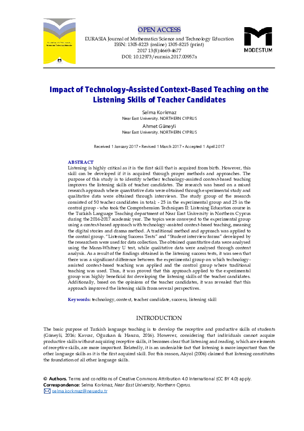(PDF) IMPACT OF TECHNOLOGY ASSISTED CONTEXT BASED TEACHING ON THE ...