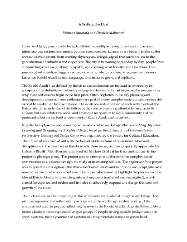 (PDF) A Walk in the Dust