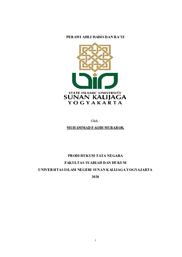 Doc Perawi Ahli Hadis Dan Ra Yi Muhammad Faqih Mubarok Academia Edu