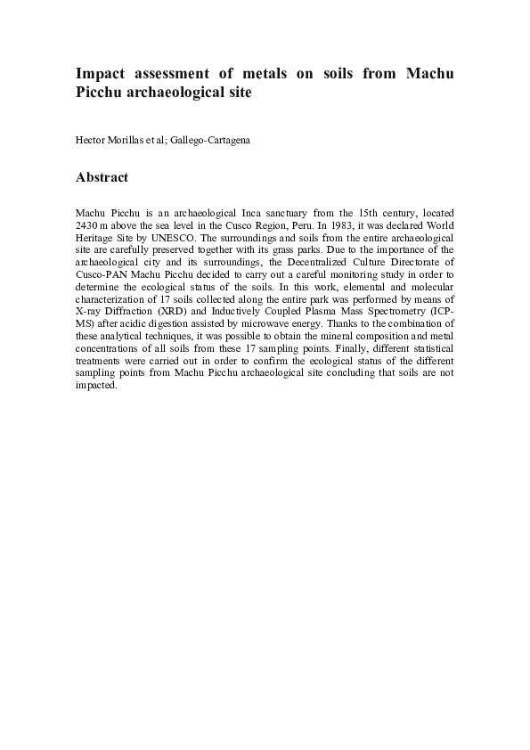 (DOC) Impact assessment of metals on soils from Machu Picchu ...
