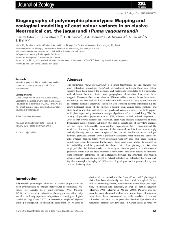 (PDF) Biogeography of polymorphic phenotypes: Mapping and ecological ...