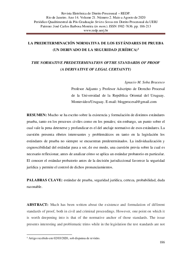 (PDF) La predeterminación normativa de los estándares de prueba (un ...