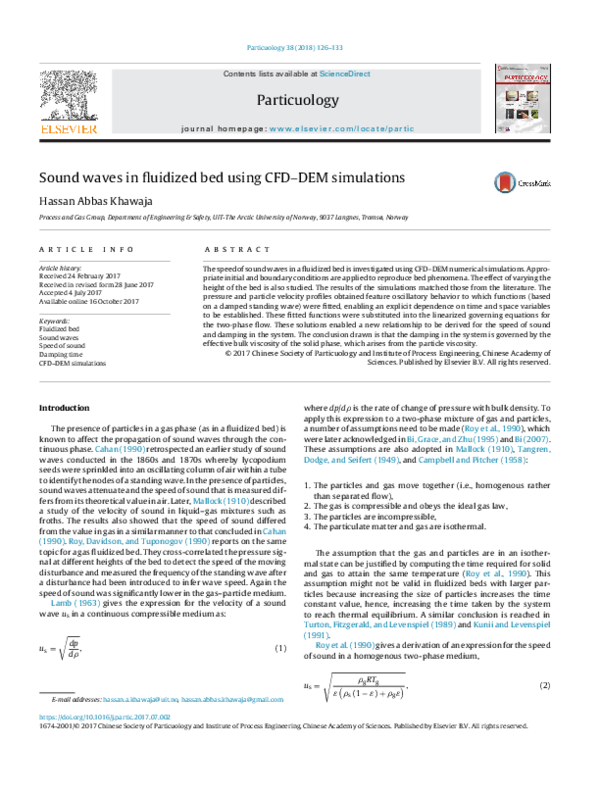 (PDF) Sound waves in fluidized bed using CFD-DEM simulations