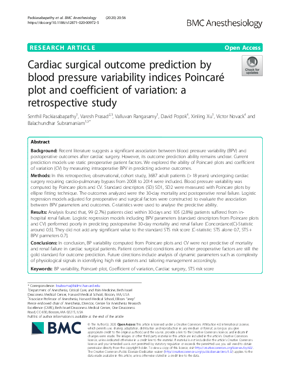 (PDF) Cardiac surgical outcome prediction by blood pressure variability ...