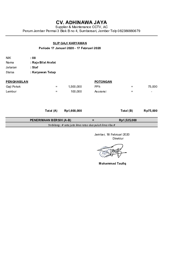 (XLS) Contoh Slip Gaji PT. CAHAYA BERKAH OBet OBet Academia.edu