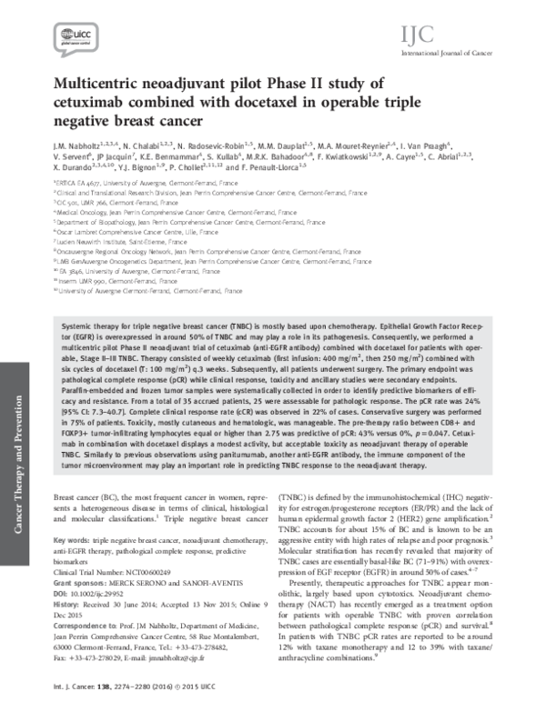 (PDF) Multicentric neoadjuvant pilot Phase II study of cetuximab ...