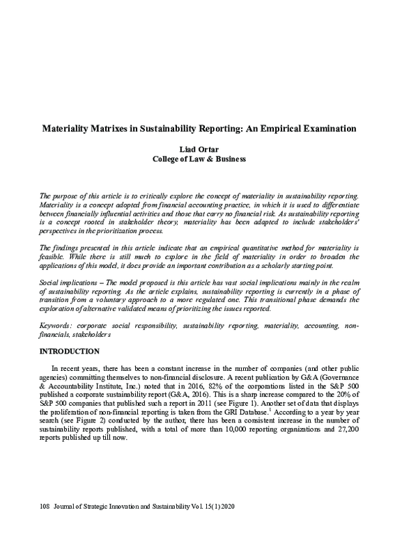 (PDF) Materiality Matrixes in Sustainability Reporting: An Empirical ...