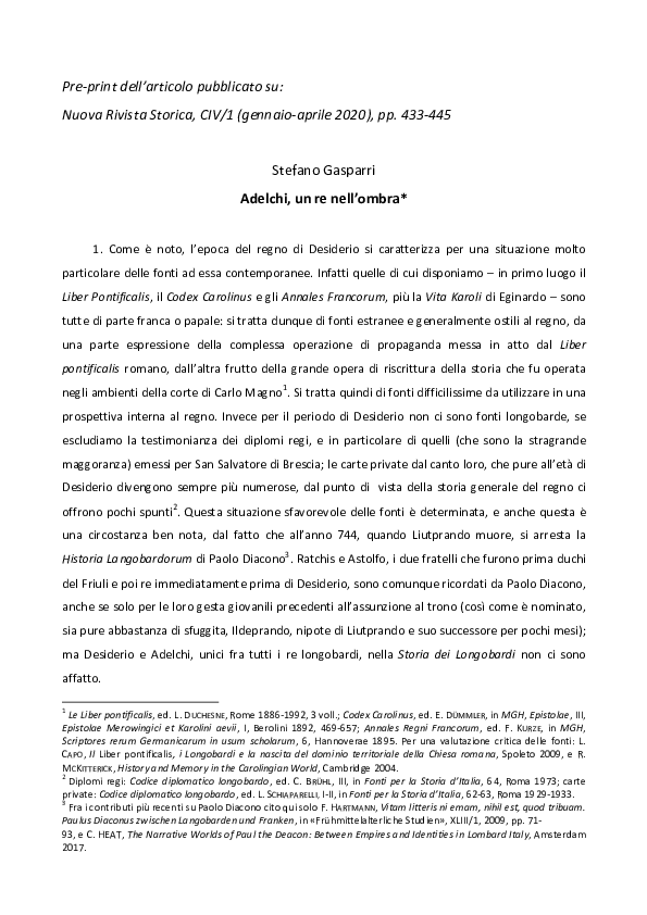 (PDF) Adelchi, un re nell'ombra stefano gasparri Academia.edu
