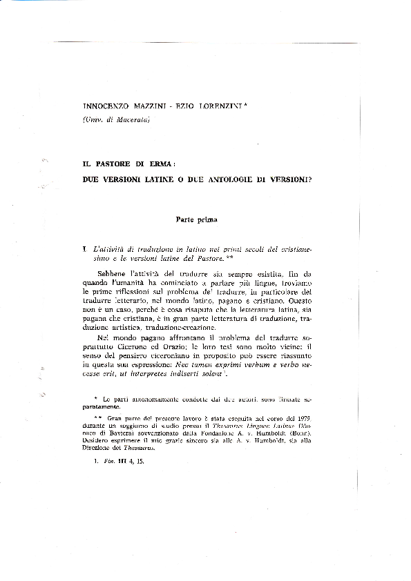 (PDF) Il pastore di Erma due versioni latine o due antologie di versioni?