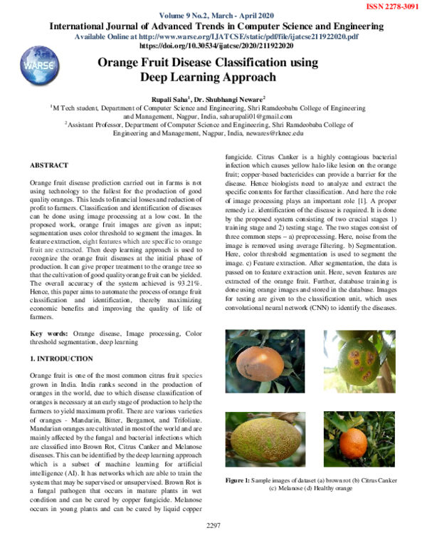(PDF) Orange Fruit Disease Classification using Deep Learning Approach
