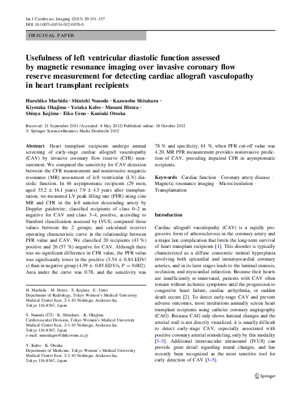 (PDF) Usefulness of left ventricular diastolic function assessed by ...