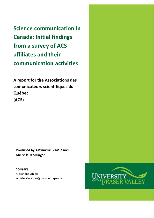 (PDF) Science communication in Canada: Initial findings from a survey ...