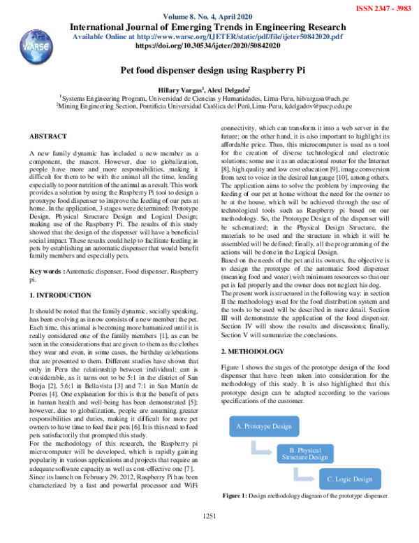 (PDF) Pet food dispenser design using Raspberry Pi WARSE The World