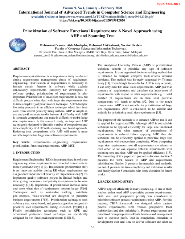 (PDF) Prioritization of Software Functional Requirements: A Novel ...